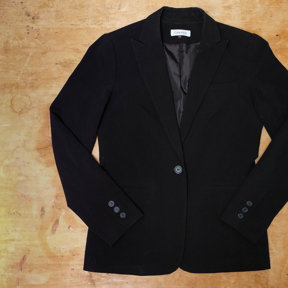 Calvin Klein Black Career Blazer Size 2